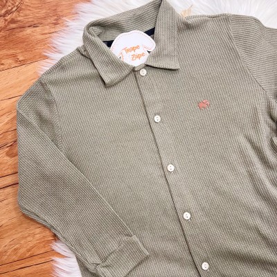 Conj. Camisa Manga Longa de Linho e Calça de Moletom - Verde Musgo e Preto